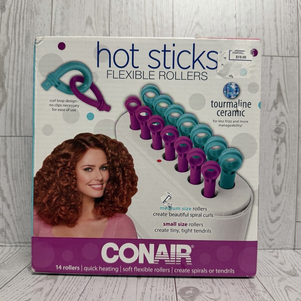 NEW Conair Hot Sticks Flexible Rollers Tourmaline Ceramic Medium & Small Rollers